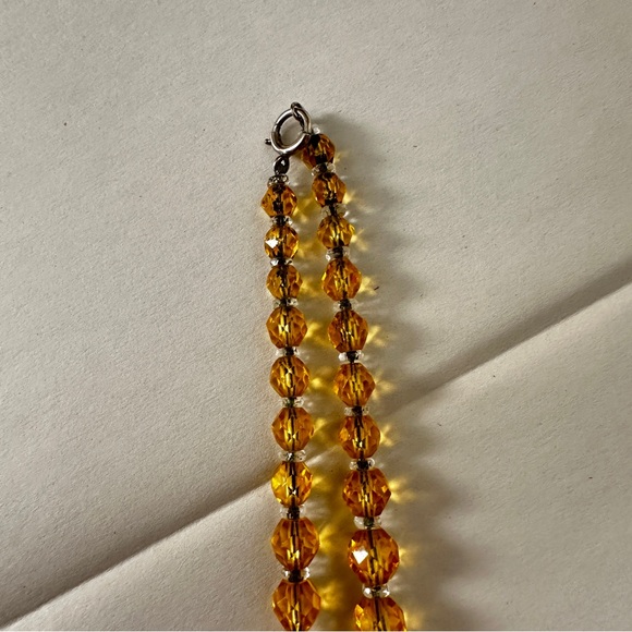 VINTAGE | Yellow Glass Choker Necklace - Picture 5 of 5